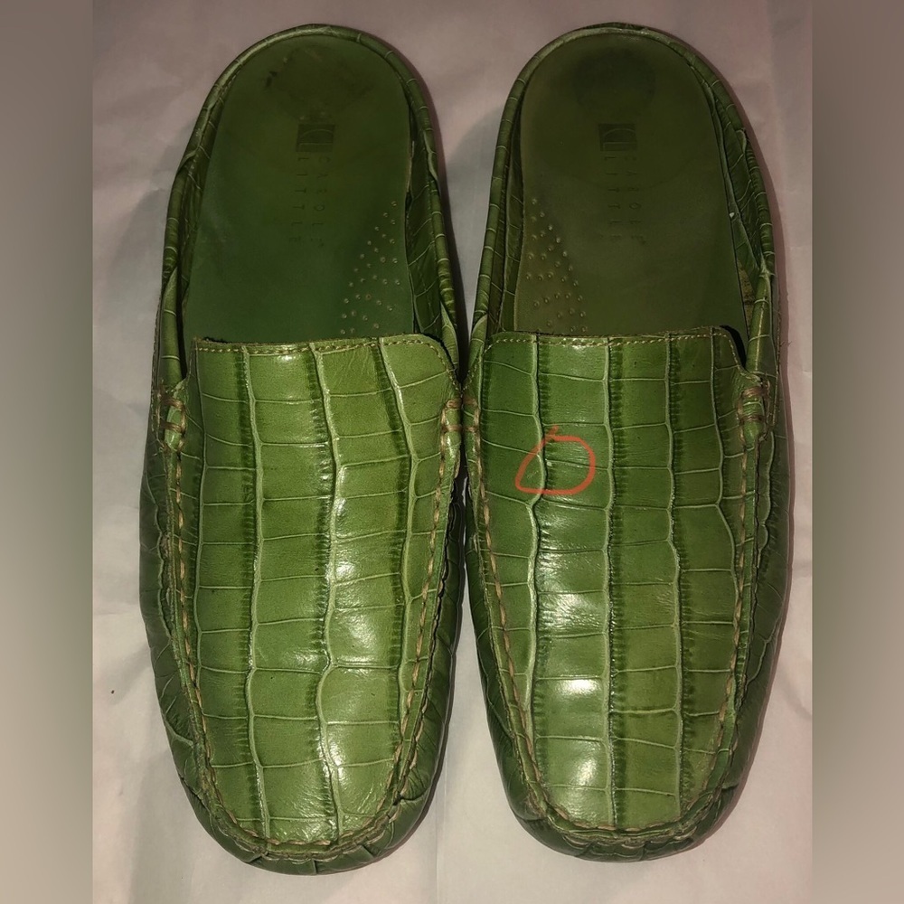Leather Green Croc Embossed Carole Little Mocassins Size 6M